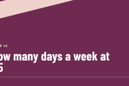 Plum cover crossed by a diagonal pale pink band, the label after 40, and the headline how many days a week at 45 in white