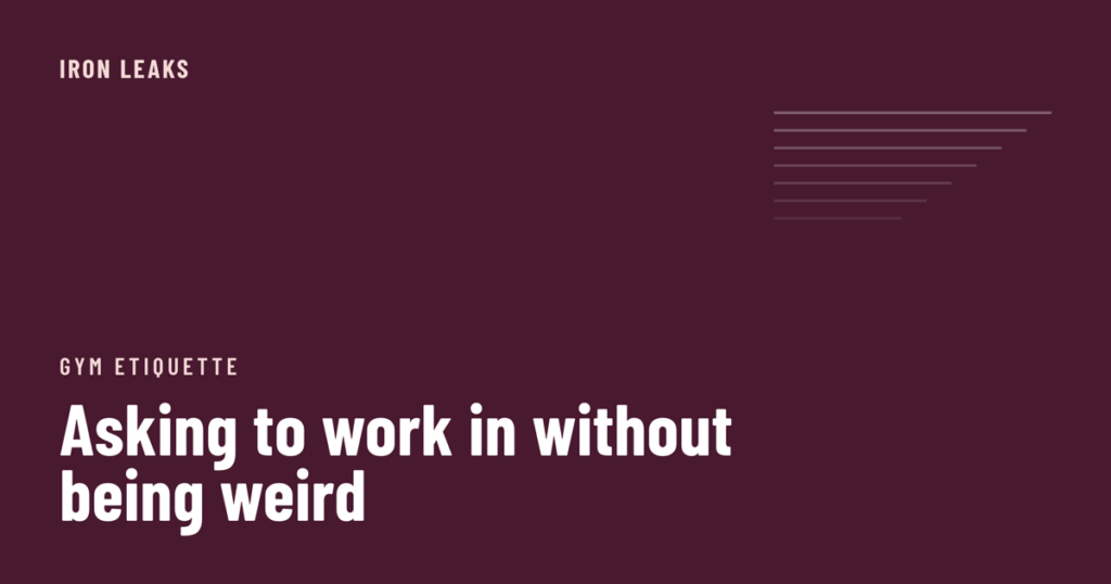 Deep plum cover with a stack of stepped white rules to the right, the label gym etiquette, and the headline asking to work in without being weird in white