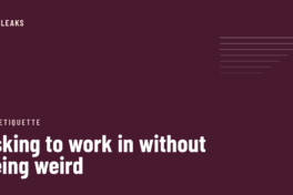 Deep plum cover with a stack of stepped white rules to the right, the label gym etiquette, and the headline asking to work in without being weird in white