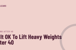 Pale pink cover with a large outlined circle in the corner, the label lifting after 40, and the headline Is It OK To Lift Heavy Weights After 40 in deep plum